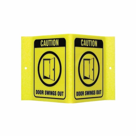 Brady Caution, Door Swings Out, 6 in x 9 in, Rectangle, Acrylic, V1DS24A V1DS24A